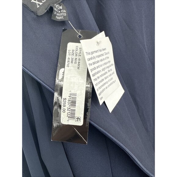 Xscape Womens Plus Size 20 Navy Blue Beaded Bell Sleeve Formal Evening Dress NWT - Picture 9 of 10